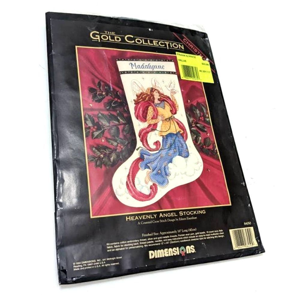 Dimensions Gold‎ Heavenly Angel Stocking 8450 Cross Stitch Christmas Vintage 90s